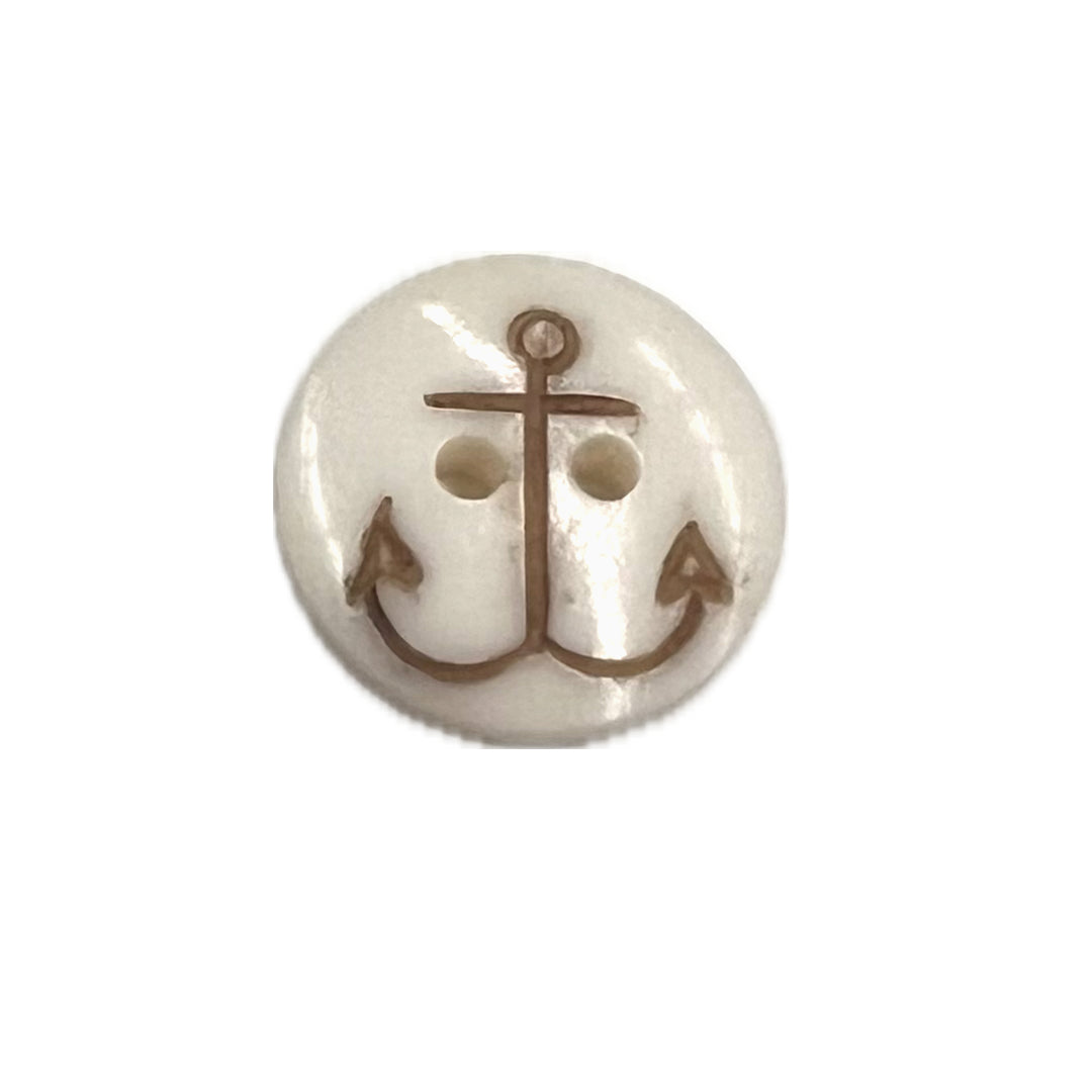 Ivory colored, 2 hole, button made from bone. 