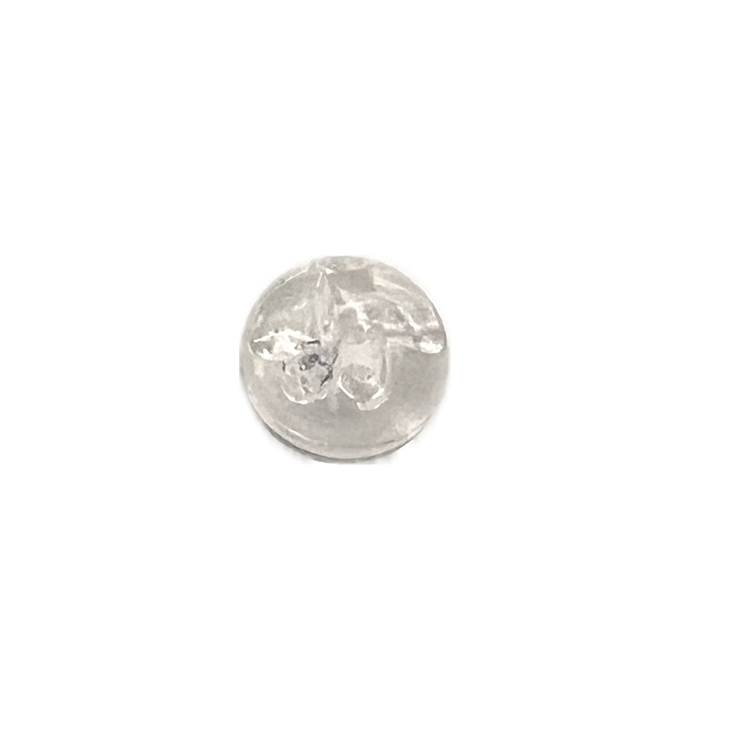 Clear, round, sew-through button.