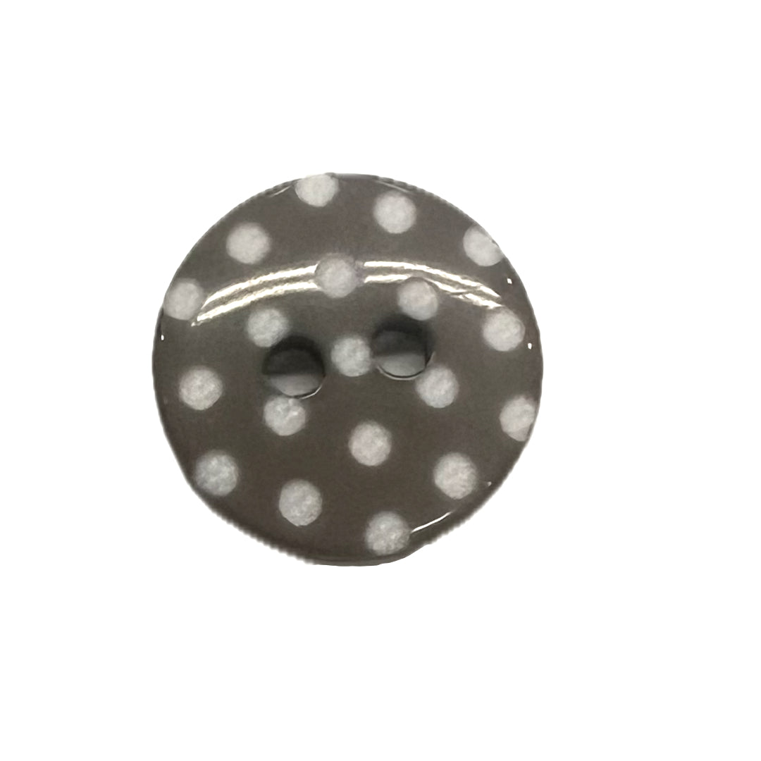 gray & white polkadot button