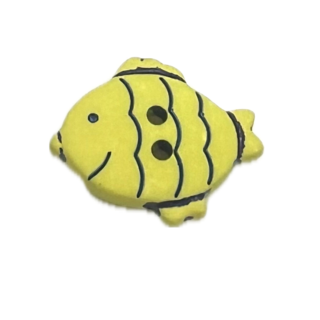 Fish shaped button with 2 holes.
