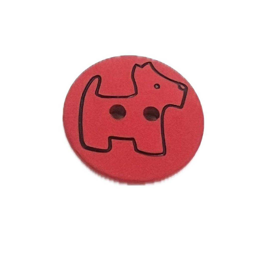 2 holed button with the outline of a Scottie Dog on it.