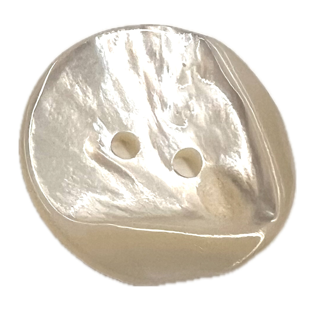 Mother of pearl button with 2 holes.