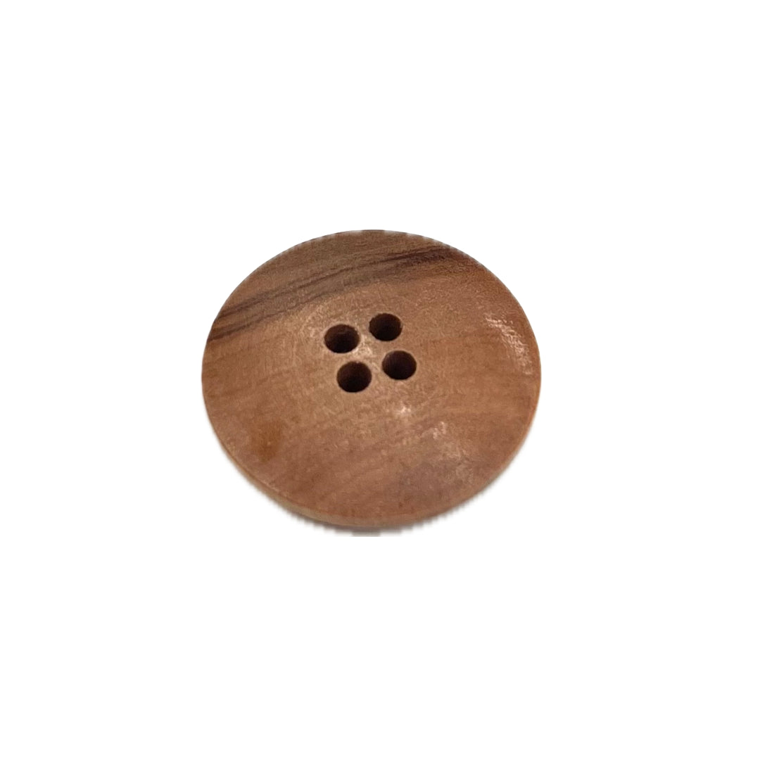 wooden button with 4 holes.