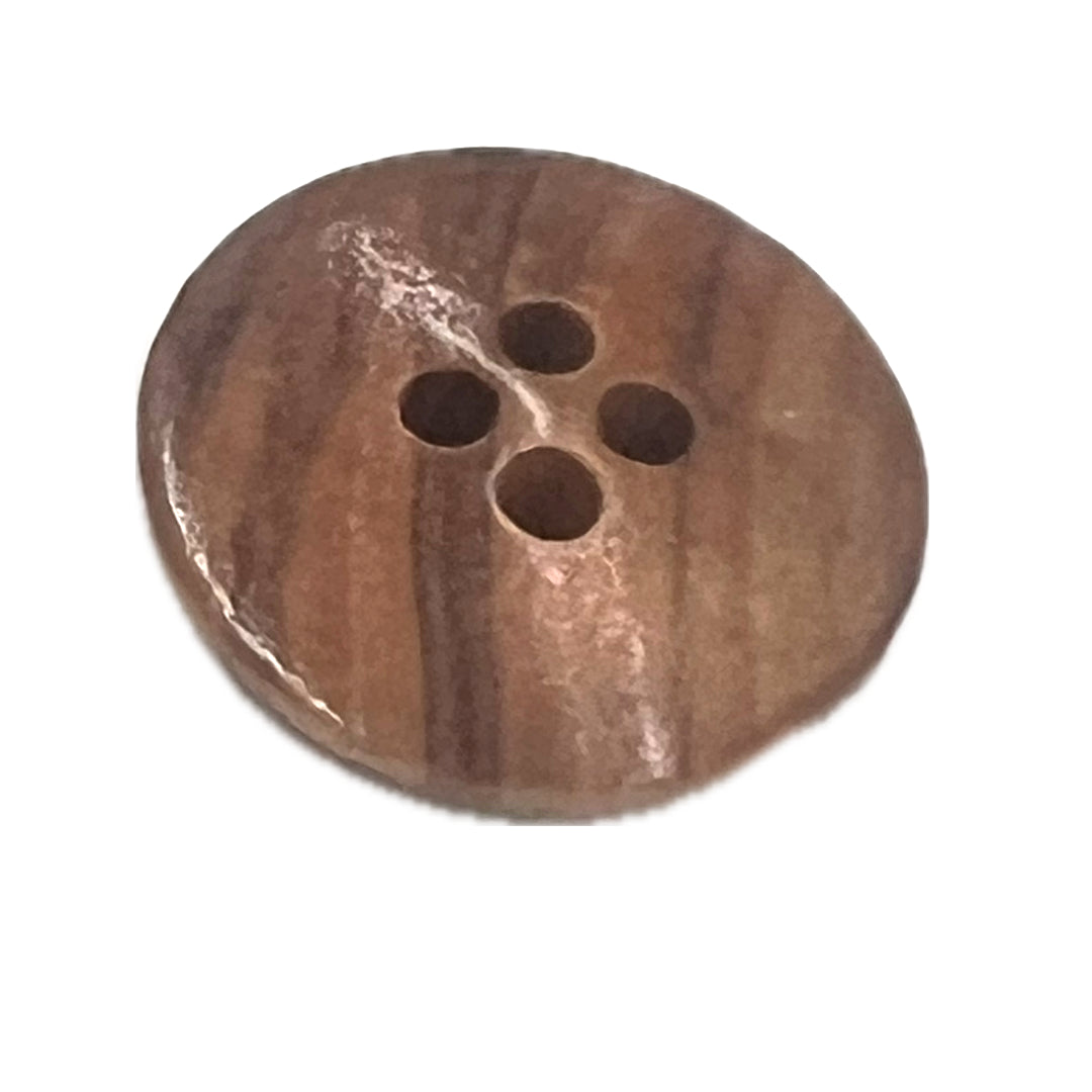 Round wooden button with 4 holes.